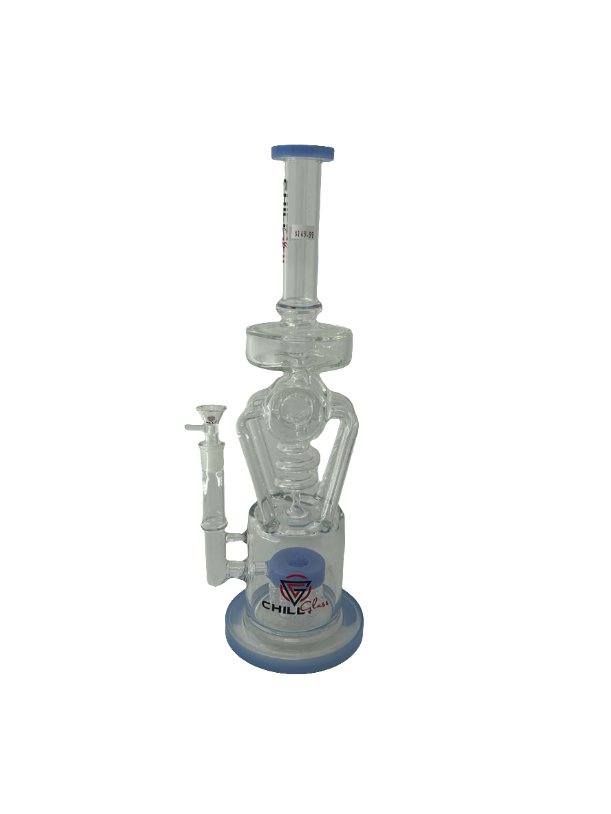 Chill Waterpipe 16" Multi Perc Trim Milk Blue