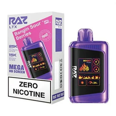 RAZ Vape Bar DC25K Zero Nicotine Bangin Sour Berries