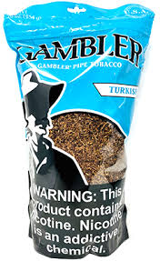 16oz Turkish Gambler Tobacco in a Teal Blue Bag