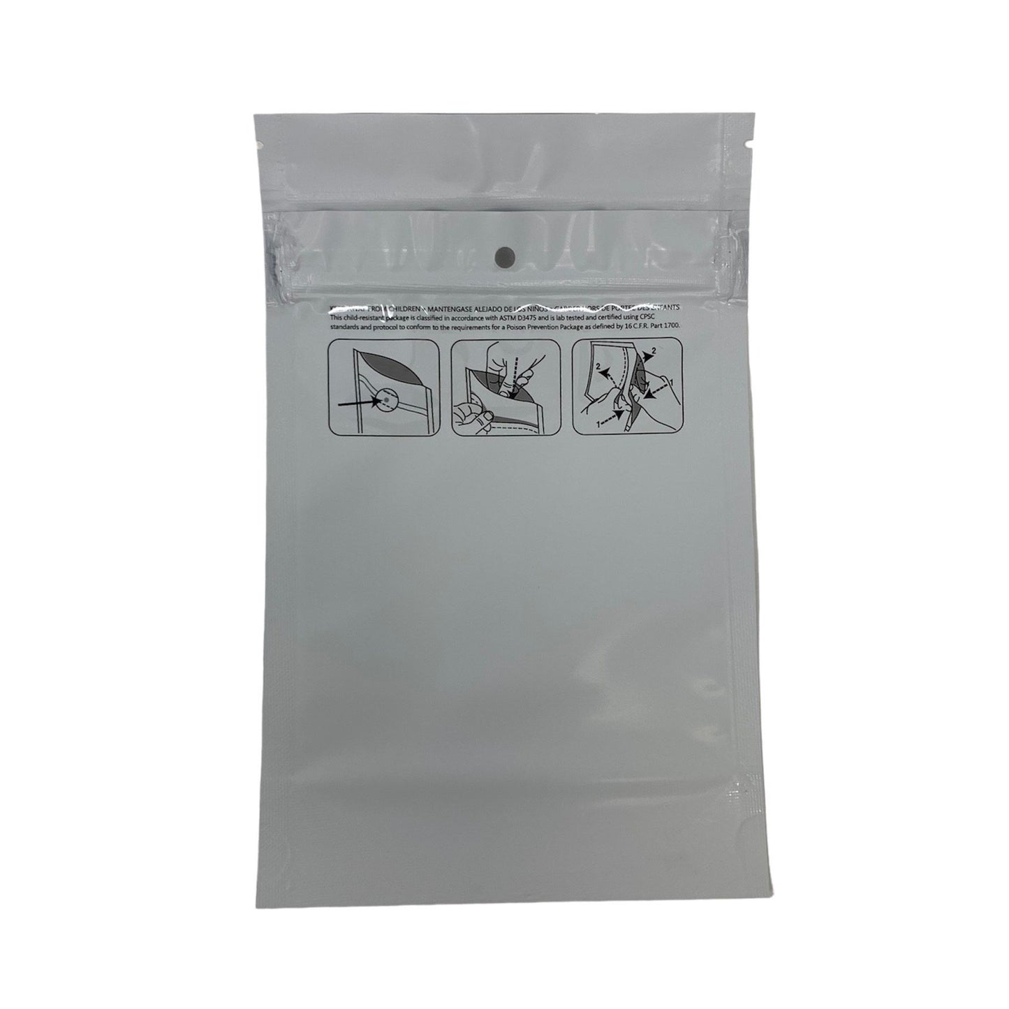 Mylar Bag 1/2OZ Opaque White Double Zipper