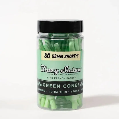 Green cones in jar 