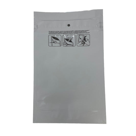 Mylar Bag 1OZ Opaque White Double Zipper