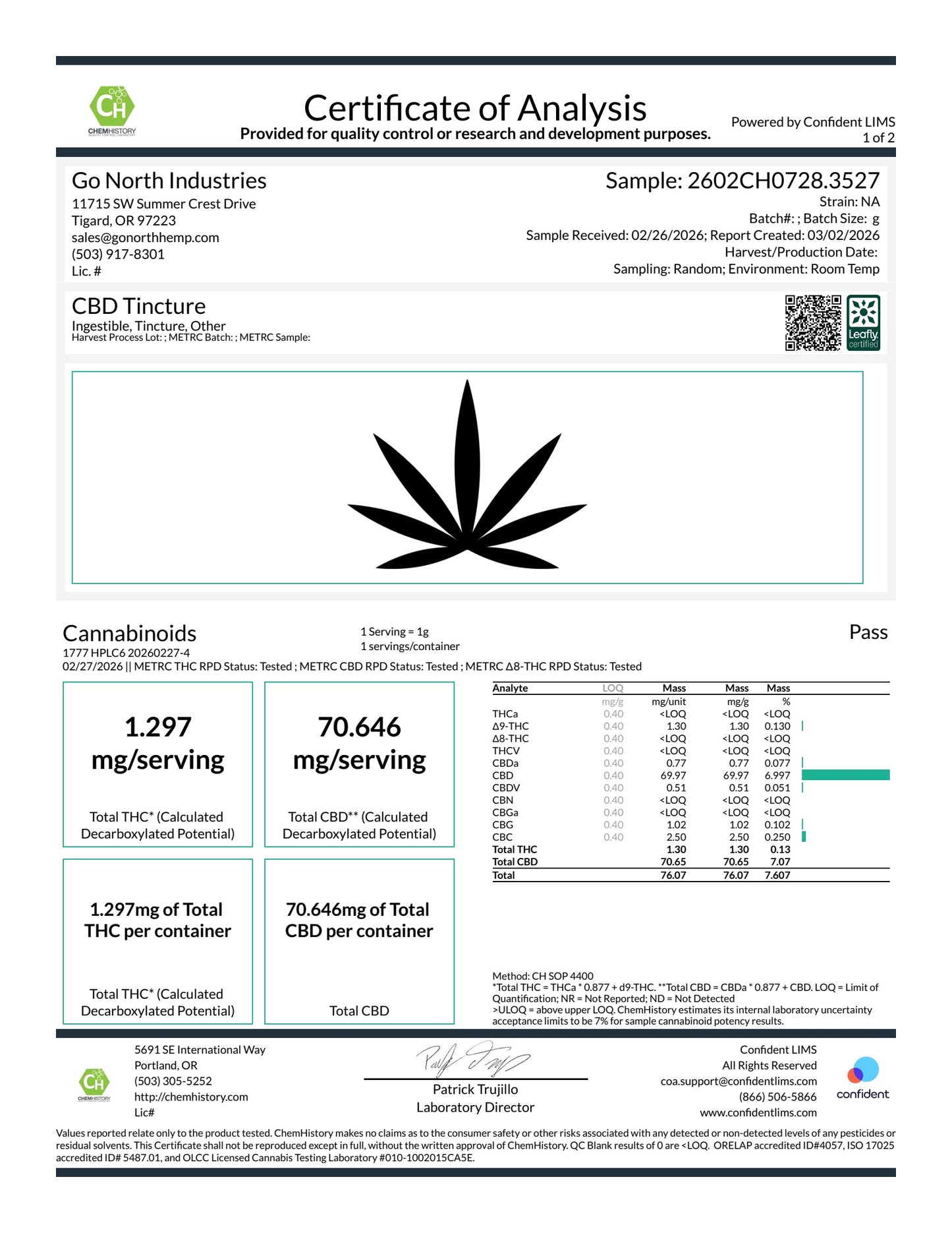 Kureleaf CBD Oil 1500mg Natural Flavor Tincture