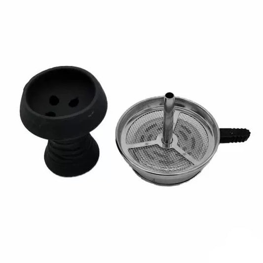 Amy Hookah Bowl Stone Head + Coal Cover Silver