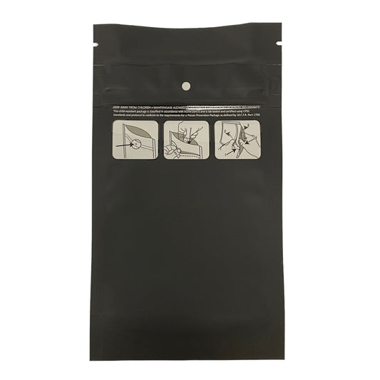 Mylar Bag 1/4OZ Opaque Black Double Zipper